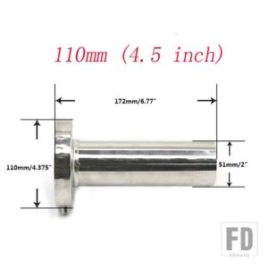 汎用 調整不能 85mm 3.5インチ/98mm 4インチ/110mm 4.5インチ ステンレスクロームエキゾーストマフラーサイレンサー YC100706 - 110mm