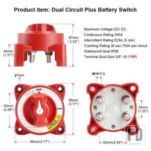 バッテリーロータリースイッチアイソレータ W/オルタネーターフィールドディスコネクト 12V-32V 350 アンペア E - Dual Circuit Plus