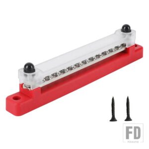 M6 スタッドバスバーバッテリー配電ブロック 12V 正負バスバートラックボート車キャンピングカーキャラバン用 - Red