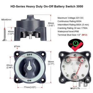 2 3 4 ポジションバッテリー切断 12V スイッチアイソレーターバッテリー回路カッター キャンピングカー RV トラック ボート キャラバン用 - 9