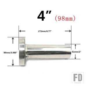 汎用 85mm 3.5インチ/98mm 4インチ/110mm 4.5インチ ステンレスクロームエキゾーストマフラーサイレンサー YC101073 - 98mm