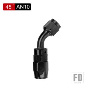 AN6 AN8 AN10 オイル燃料スイベルホース陽極酸化アルミニウムストレートエルボ 0 45 90 120 度ホースエンドオイル燃料再利用可能な継手黒 - AN10 45 degree
