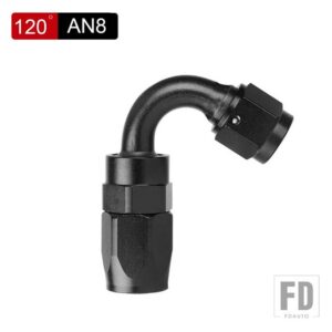 AN6 AN8 AN10 オイル燃料スイベルホース陽極酸化アルミニウムストレートエルボ 0 45 90 120 度ホースエンドオイル燃料再利用可能な継手黒 - AN8 120 degree