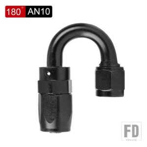 AN6 AN8 AN10 オイル燃料スイベルホース陽極酸化アルミニウムストレートエルボ 0 45 90 120 度ホースエンドオイル燃料再利用可能な継手黒 - AN10 180 degree