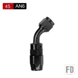 AN6 AN8 AN10 オイル燃料スイベルホース陽極酸化アルミニウムストレートエルボ 0 45 90 120 度ホースエンドオイル燃料再利用可能な継手黒 - AN6 45 degree