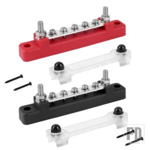 バスバーバッテリー配電ブロック 12V M6 スタッドプラスマイナスバスバートラックボートカーキャンピングカー用 - 5P Black Red