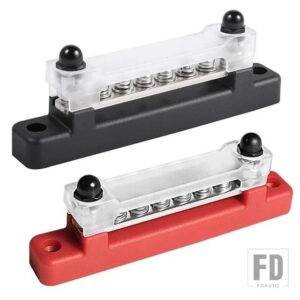 バスバーバッテリー配電ブロック 12V M6 スタッドプラスマイナスバスバートラックボートカーキャンピングカー用 - 6P Black Red
