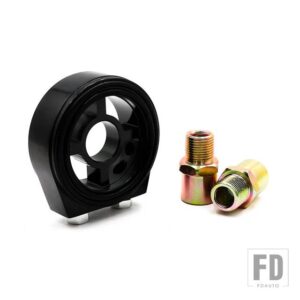 汎用 M20X1.5 と 3/4-16 カーオイルフィルタークーラーサンドイッチプレートアダプター油圧温度アダプターカーメーターアルミ - Black