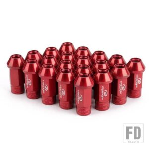 7075-T6 アルミホイールラグナット M12X1.25 50 mmレーシングラグナットレッドブルーブラックゴールドナット 20 ピース/セット YC101326 - Red
