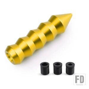 汎用 M12 M10 M8 * 1.5 シフターレバーノブギアアルミ尖ったエンドコーン 146 mmギアシフトノブ竹スタイル 3 アダプタ - Gold