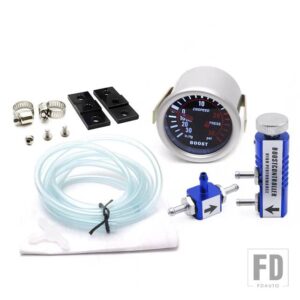 2インチ52mmスモークレンターボブーストゲージ PSI/インチ HG 自動ターボブーストコントローラキット 1-30 PSI インキャビン - with Blue Controller