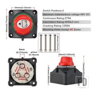 12V 24V 2 と 3 ポジション電源スイッチ 200A 300A スイッチバッテリー電源カットオフキルスイッチ車車両 RV ボートマリンカー - 3 position M8 200A
