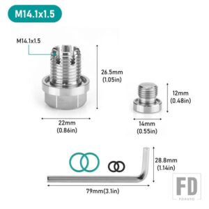 M10.4/M12.1/M14.1/M16.1/M18.1 オーバーサイズ ピギーバック オイル ドレン プラグ ステンレスセルフ タッピング オイル パンネジ山リペアキッ - M14.1X1.5