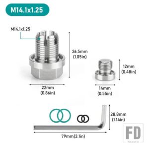 M10.4/M12.1/M14.1/M16.1/M18.1 オーバーサイズ ピギーバック オイル ドレン プラグ ステンレスセルフ タッピング オイル パンネジ山リペアキッ - M14.1X1.25