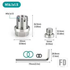 M10.4/M12.1/M14.1/M16.1/M18.1 オーバーサイズ ピギーバック オイル ドレン プラグ ステンレスセルフ タッピング オイル パンネジ山リペアキッ - M16.1 X1.5