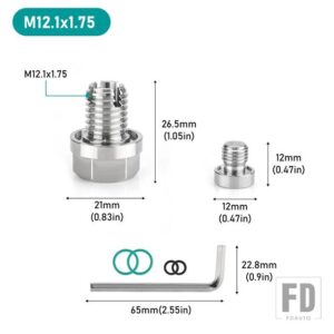 M10.4/M12.1/M14.1/M16.1/M18.1 オーバーサイズ ピギーバック オイル ドレン プラグ ステンレスセルフ タッピング オイル パンネジ山リペアキッ - M12.1 X1.75