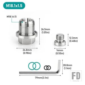M10.4/M12.1/M14.1/M16.1/M18.1 オーバーサイズ ピギーバック オイル ドレン プラグ ステンレスセルフ タッピング オイル パンネジ山リペアキッ - M18.1 X1.5