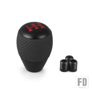 汎用 ノブシフトヘッド 5速アルミギアシフトノブ革 M8 M10 M12 アダプターシフトレバーギアレベル - Black