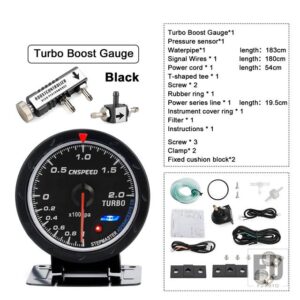 60mmターボブーストゲージ-1-2 バースモークレン自動ターボブーストコントローラキット 1-30 PSI - With black Control