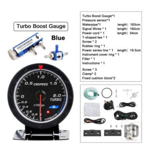 60mmターボブーストゲージ-1-2 バースモークレン自動ターボブーストコントローラキット 1-30 PSI - With blue Control