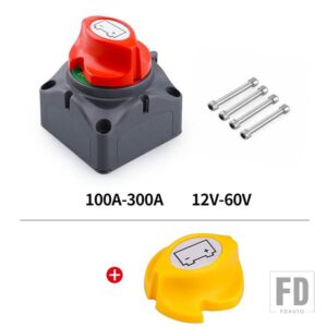車 RV ボートマリン オン/オフ DC 12V-60V 100A-300A スイッチ固定ブラケットと切断スイッチバッテリーセレクターアイソレータ回路カット - Switch and Cap