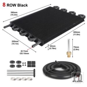 汎用 カーラジエーターコンバータキット空調チューブアクセサリー 4 行 6 行 8 行ベルトコンデンサーチューブ - 8 Row Black
