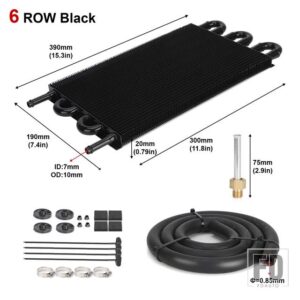 汎用 カーラジエーターコンバータキット空調チューブアクセサリー 4 行 6 行 8 行ベルトコンデンサーチューブ - 6 Row Black