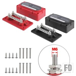 300A バスバー配電端子ブロック銅電気バスバー M6/M8 端子スタッド車ボート用 - M6