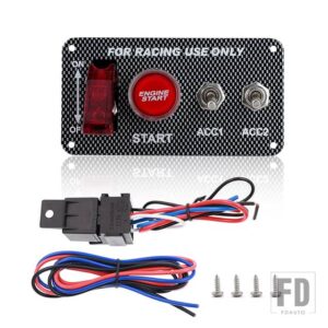 エンジンスタートボタンロッカートグルスイッチ 12V LED パネルコンビネーションスイッチレーシングキャンピングカーボートトラック RV - 2PBC