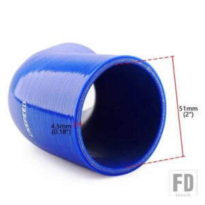 汎用 2.0 インチ2.5インチ 3インチ/51mm 63mm 76 mm 45 度エルボシリコンホースパイプインタークーラーターボインテークパイプカプラーホース - 51mm