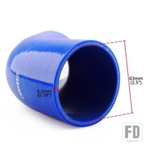 汎用 2.0 インチ2.5インチ 3インチ/51mm 63mm 76 mm 45 度エルボシリコンホースパイプインタークーラーターボインテークパイプカプラーホース - 63mm