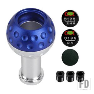 5速ギアシフトシフターノブ 6速マニュアルトランススティックヘッドノブアルミ 3 アダプター付き - Blue