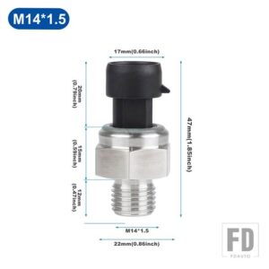 汎用 油圧センサー 1/4NPT M14 * 1.5 M16 * 1.5 M18 * 1.5 燃料圧力センサー 12V/24V 自動車トラックに適合 - M14-1.5