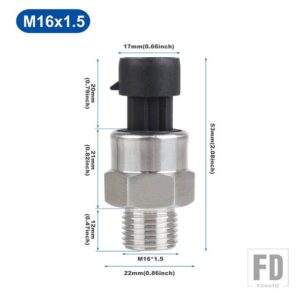 汎用 油圧センサー 1/4NPT M14 * 1.5 M16 * 1.5 M18 * 1.5 燃料圧力センサー 12V/24V 自動車トラックに適合 - M16-1.5