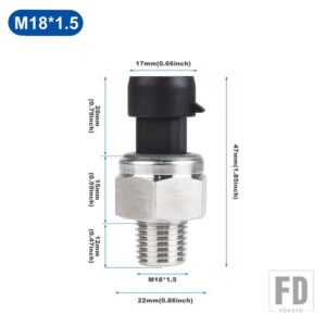 汎用 油圧センサー 1/4NPT M14 * 1.5 M16 * 1.5 M18 * 1.5 燃料圧力センサー 12V/24V 自動車トラックに適合 - M18-1.5
