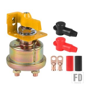 300A カットオフ回転アイソレーター 鍵穴付き 12V マリンロータリーバッテリースイッチ キャンピングカー ボート トラック RV 自動車用 - Yellow