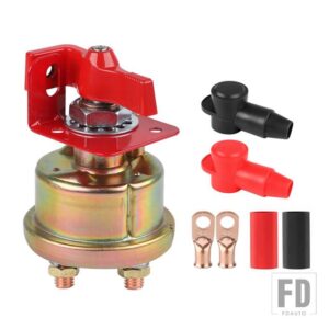 300A カットオフ回転アイソレーター 鍵穴付き 12V マリンロータリーバッテリースイッチ キャンピングカー ボート トラック RV 自動車用 - Red
