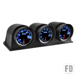 汎用 10 色 12V 2インチ52mm LED レーシングターボブーストゲージ RPM タコメーター水油温度計レッドポインターセンサー付き - Car dashboard cup
