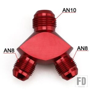 アルミ Y ブロック ADAPTE AN6 AN8 AN10 R 継手アダプタ黒 Y タイプオイルパイプジョイント - AN8-AN10 RED