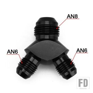 アルミ Y ブロック ADAPTE AN6 AN8 AN10 R 継手アダプタ黒 Y タイプオイルパイプジョイント - AN6-AN8 BLACK