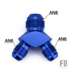 アルミ Y ブロック ADAPTE AN6 AN8 AN10 R 継手アダプタ黒 Y タイプオイルパイプジョイント - AN6-AN8 BLUE