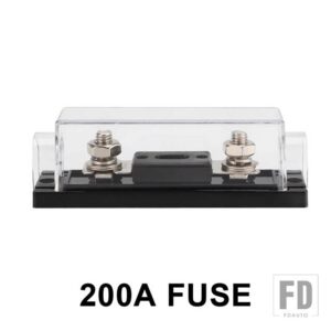 車 RV 大型フォークボルトヒューズホルダー 100A 200A ボルトオンヒューズ自動車オーディオヒューズホルダークリア黒 - 200BK