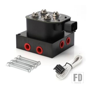 汎用 0-300 PSI 2 ポート 12V 電磁弁エアライドサスペンションマニホールドバルブエア圧ショックアブソーバー電磁弁セット - 4 Ports 0-200PSI