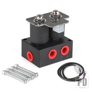 汎用 0-300 PSI 2 ポート 12V 電磁弁エアライドサスペンションマニホールドバルブエア圧ショックアブソーバー電磁弁セット - 2 Ports 0-200PSI