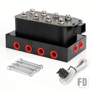 汎用 0-300 PSI 2 ポート 12V 電磁弁エアライドサスペンションマニホールドバルブエア圧ショックアブソーバー電磁弁セット - 8 Ports 0-300PSI