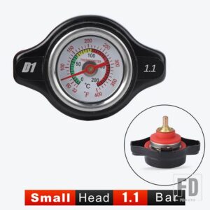 ホンダ スズキ 1.8 バーラジエーターキャップ 25.6PSI 温度ゲージ付き ヤマハカワサキ オートバイ ATV - Black 1.1 Small