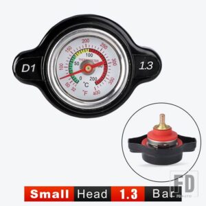 ホンダ スズキ 1.8 バーラジエーターキャップ 25.6PSI 温度ゲージ付き ヤマハカワサキ オートバイ ATV - Black 1.3 Small