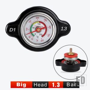 ホンダ スズキ 1.8 バーラジエーターキャップ 25.6PSI 温度ゲージ付き ヤマハカワサキ オートバイ ATV - Black 1.3 Bar Big