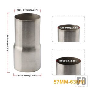 ステンレス排気減速コネクタパイプチューブ外径 51mm-76 mm 57 mm-76 mm 5 ステップ減速アダプタ吸気パイプ接続 - 57MM-63MM
