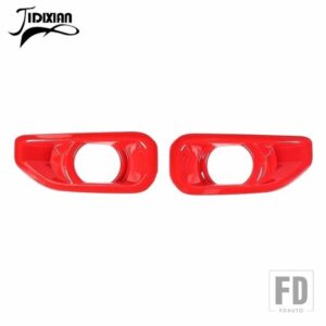 ジープ フロントフォグライトランプ装飾カバーアクセサリー ラングラー JL サハラ 2018-21 2021-23 アップ用 - B Red